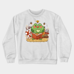 Cute Frogeinstein with Magic Spell Book Crewneck Sweatshirt